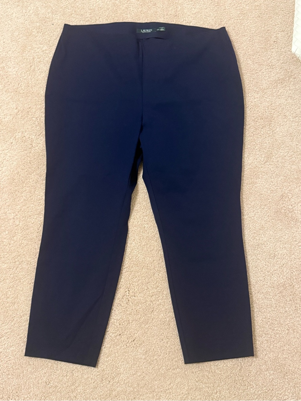 Lauren Ralph Lauren Dark Navy High-Rise Straight Leg Pull-On Pants